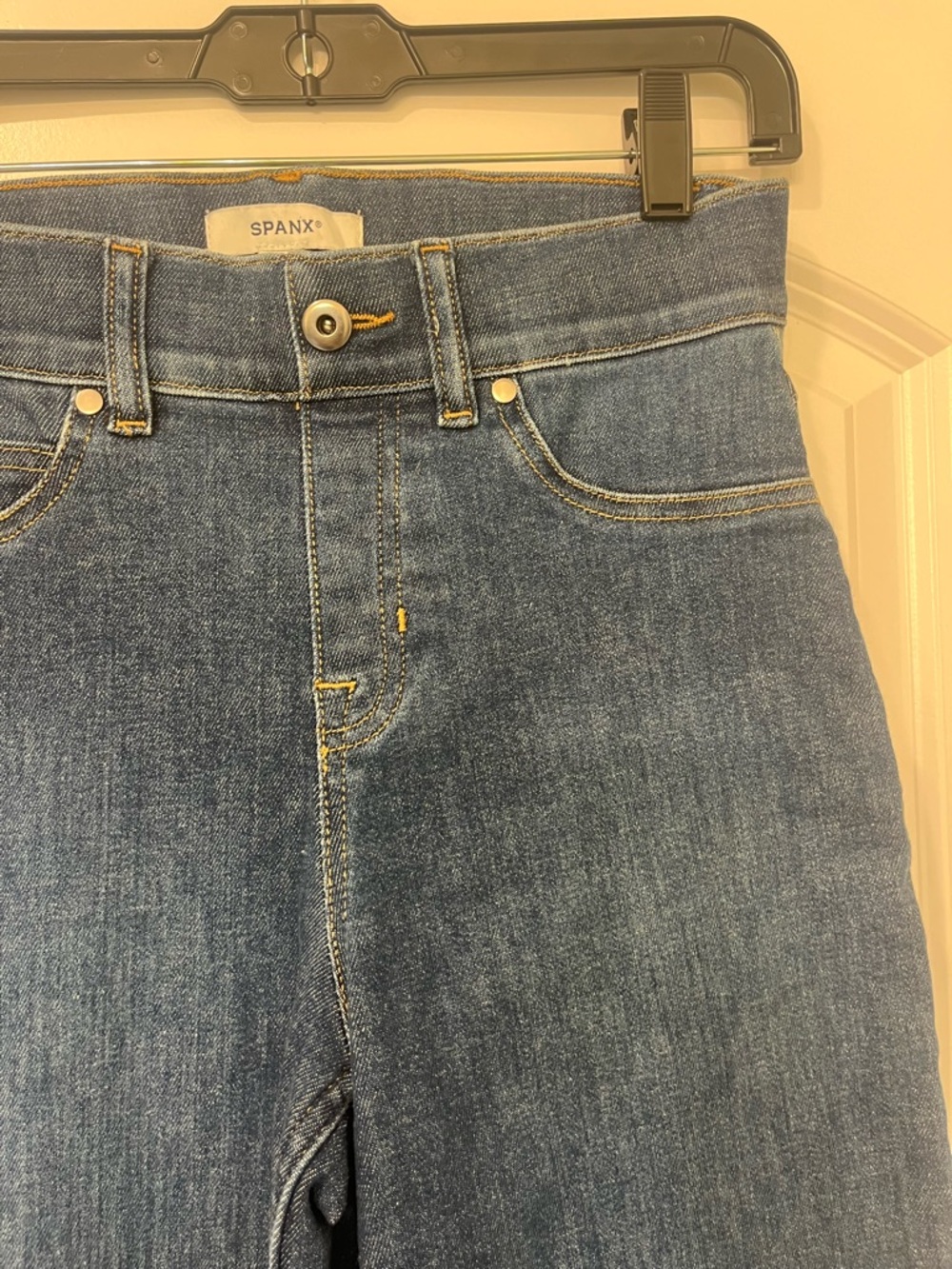 SPANX High Waist Cropped Wide Leg Shaping Jeans Tummy Control Womens Sz XS - Picture 4 of 10